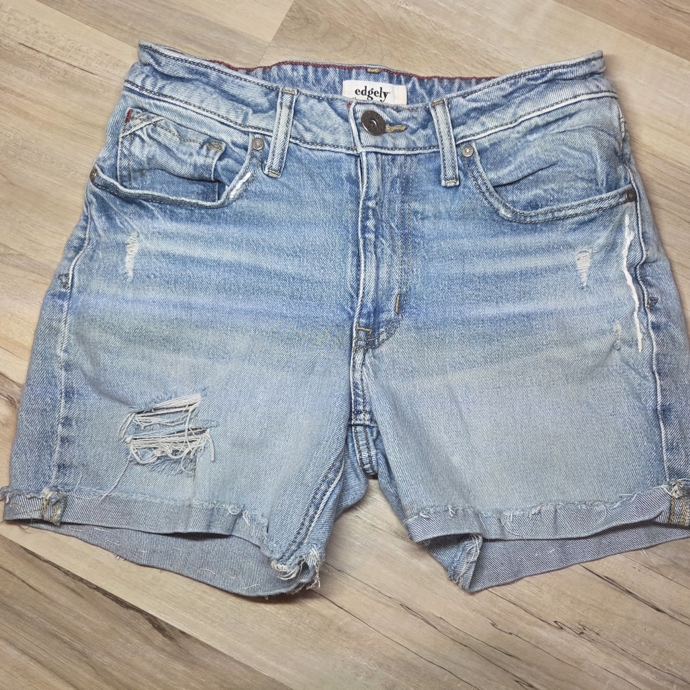 Edgely Light Blue Women's Distressed Jean Shorts Size 8